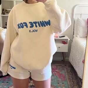 White Fox Cream Sweatshirt and Shorts Set